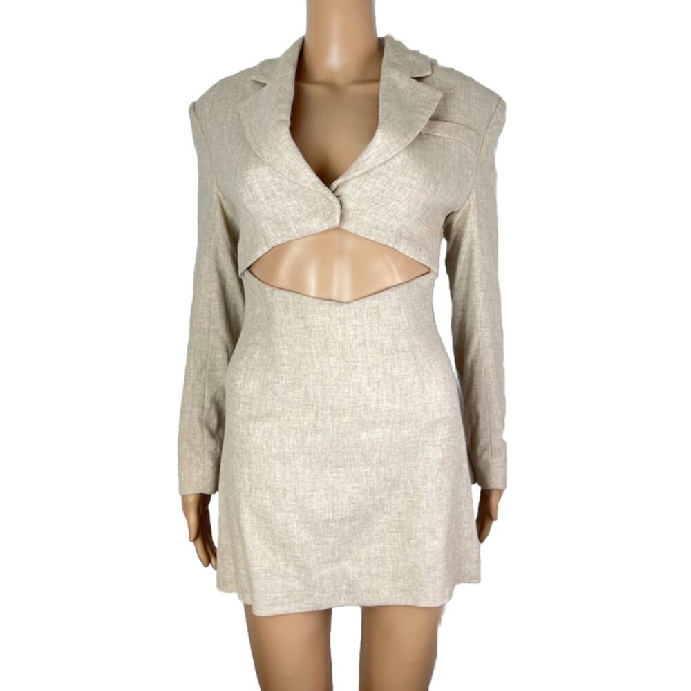 Zara Blazer Cut Out Linen Blend Trending Mini Dress Limited Edition
